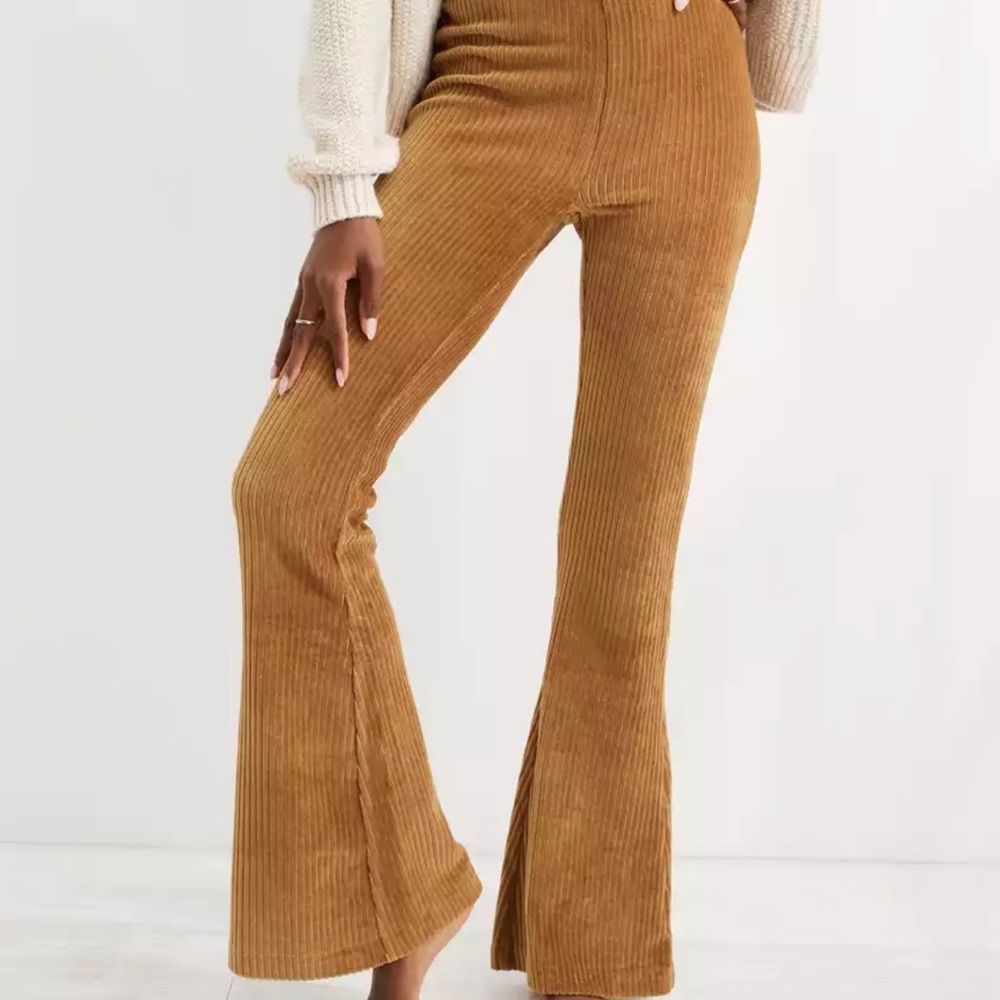 Aerie groove on velour high waisted flare pant